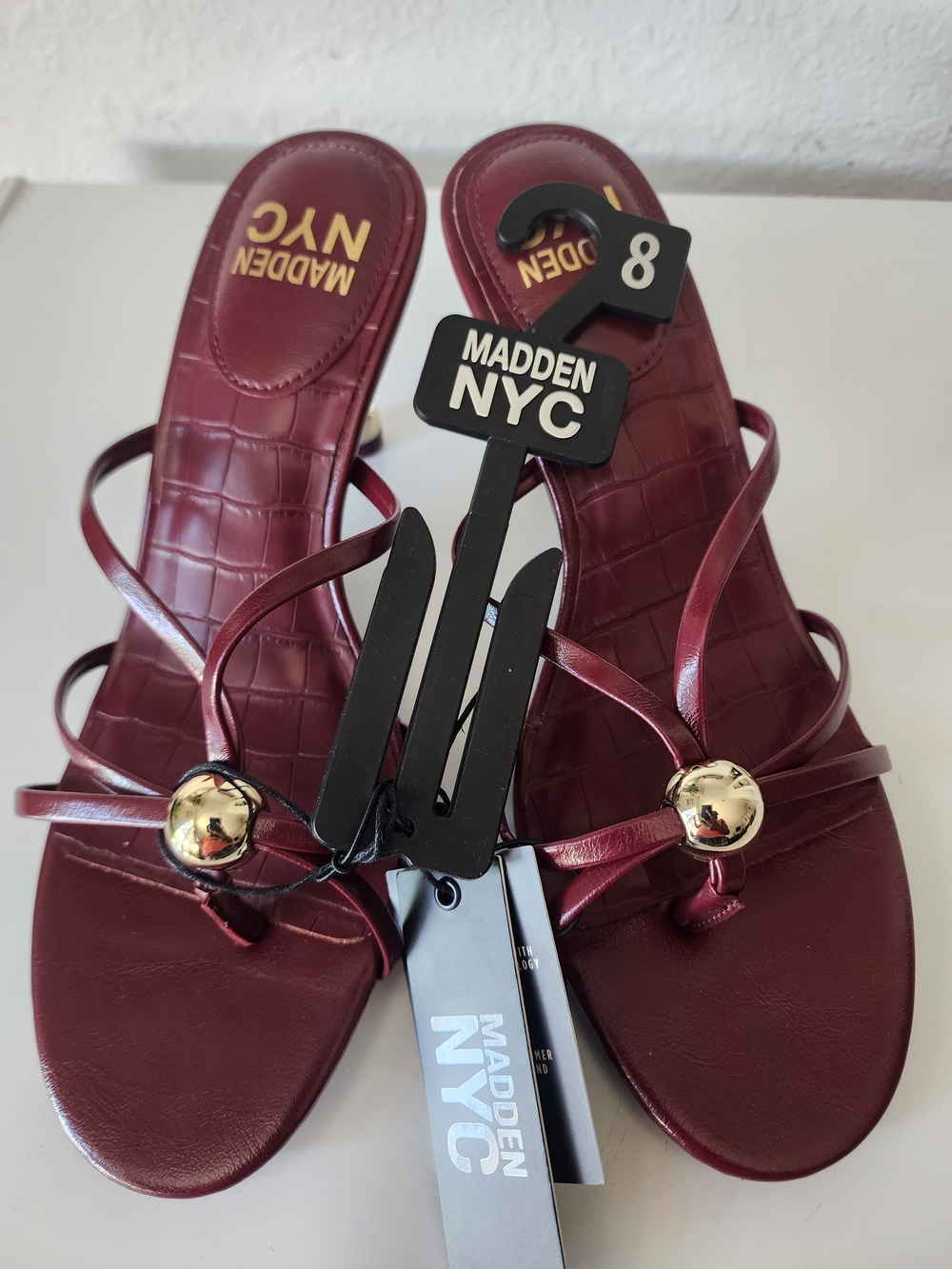 Madden NYC Burgundy Strappy High Heel Sandals